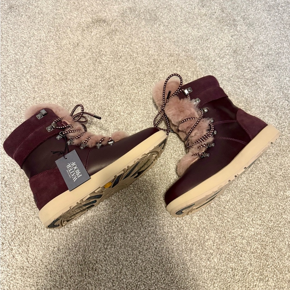 UGG Viki Waterproof Port Bordeaux Boots, size 7. NEW